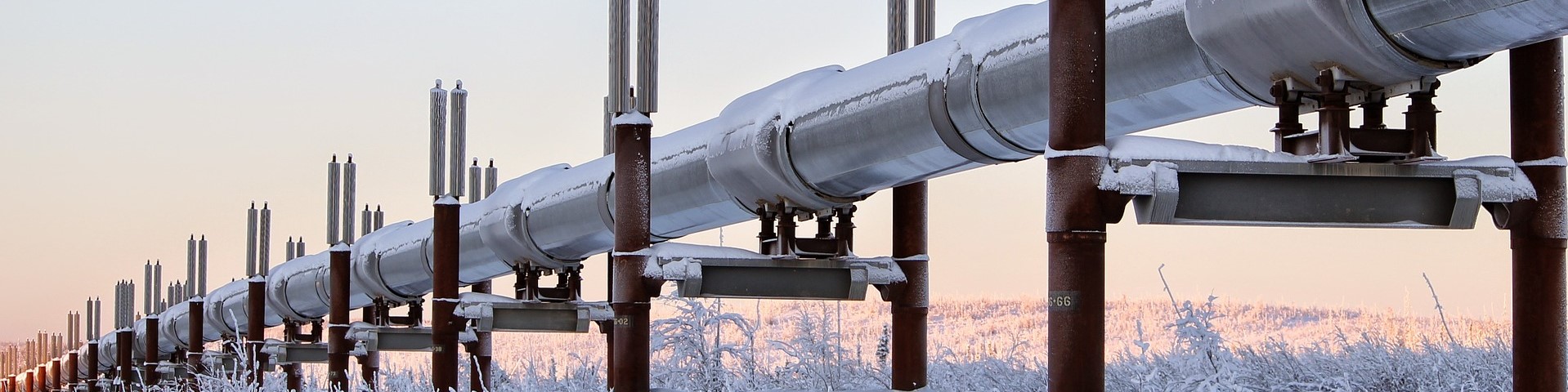 Pipeline in winter with snow